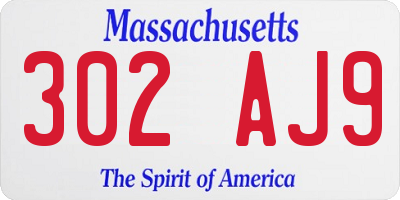 MA license plate 302AJ9