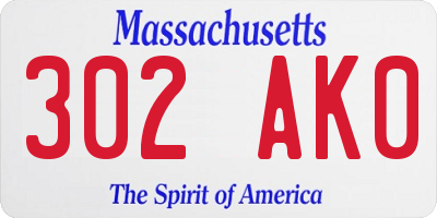 MA license plate 302AK0