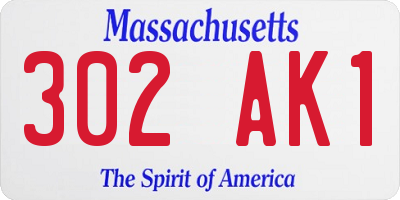 MA license plate 302AK1