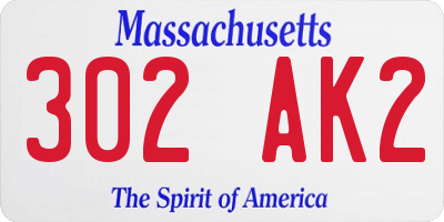 MA license plate 302AK2