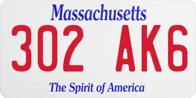 MA license plate 302AK6