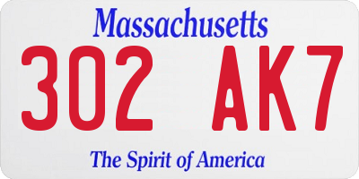 MA license plate 302AK7
