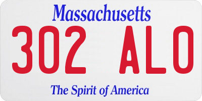 MA license plate 302AL0