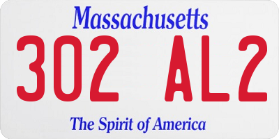 MA license plate 302AL2