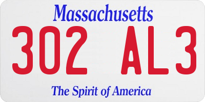 MA license plate 302AL3
