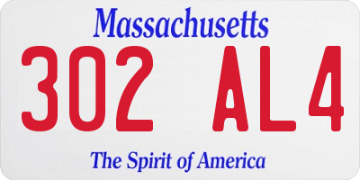 MA license plate 302AL4