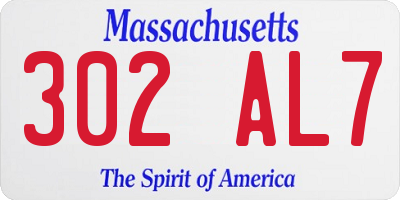 MA license plate 302AL7