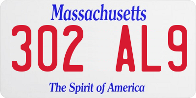 MA license plate 302AL9