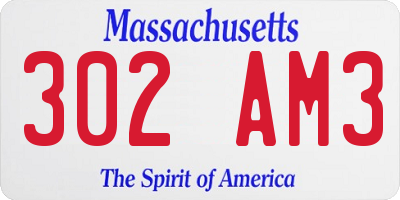 MA license plate 302AM3