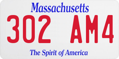 MA license plate 302AM4