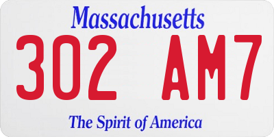 MA license plate 302AM7