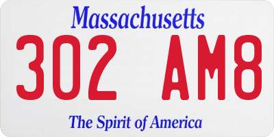 MA license plate 302AM8