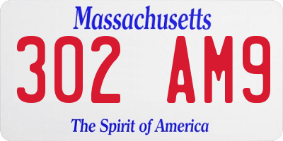 MA license plate 302AM9