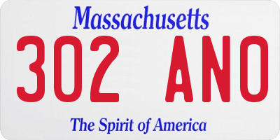 MA license plate 302AN0