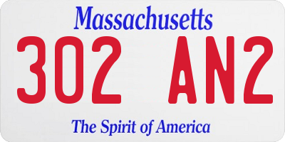 MA license plate 302AN2