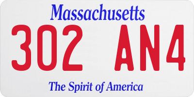 MA license plate 302AN4