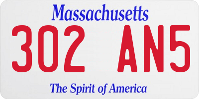 MA license plate 302AN5
