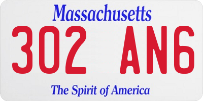MA license plate 302AN6