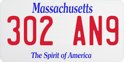 MA license plate 302AN9