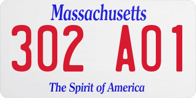 MA license plate 302AO1