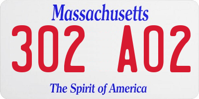 MA license plate 302AO2