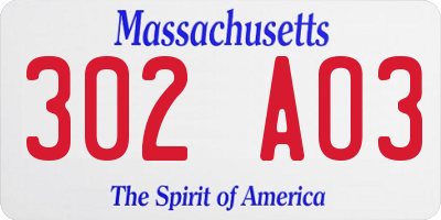 MA license plate 302AO3