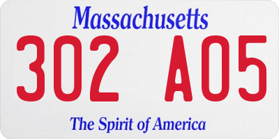 MA license plate 302AO5