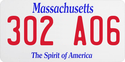 MA license plate 302AO6