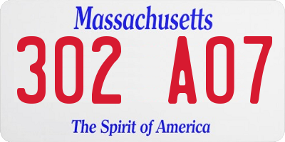 MA license plate 302AO7