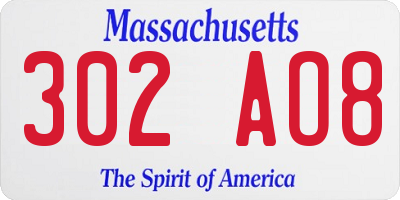 MA license plate 302AO8