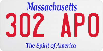 MA license plate 302AP0
