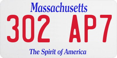 MA license plate 302AP7