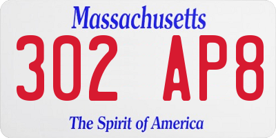 MA license plate 302AP8