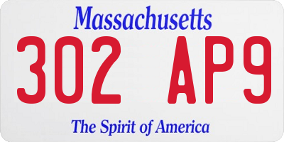 MA license plate 302AP9