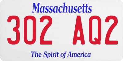 MA license plate 302AQ2
