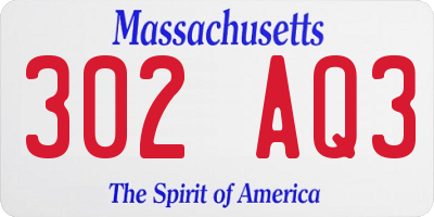 MA license plate 302AQ3