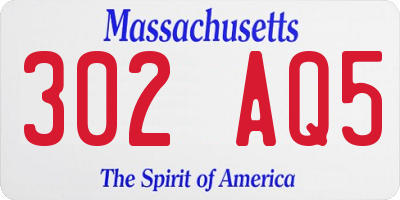 MA license plate 302AQ5