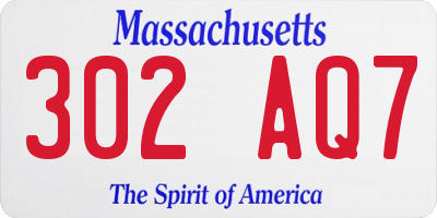 MA license plate 302AQ7