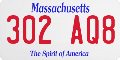 MA license plate 302AQ8