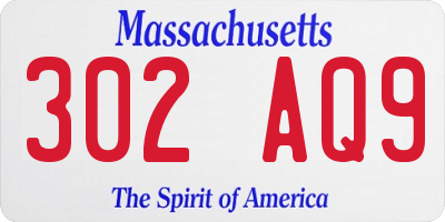MA license plate 302AQ9