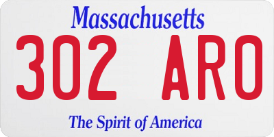 MA license plate 302AR0