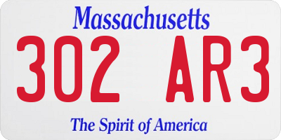 MA license plate 302AR3