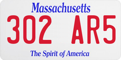 MA license plate 302AR5