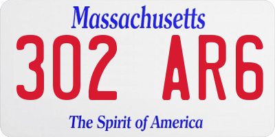 MA license plate 302AR6