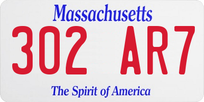 MA license plate 302AR7