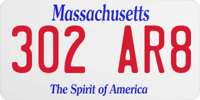 MA license plate 302AR8