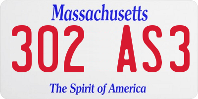 MA license plate 302AS3