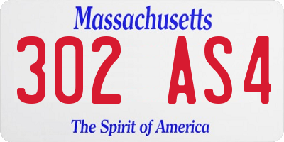 MA license plate 302AS4