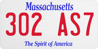 MA license plate 302AS7