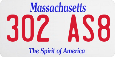 MA license plate 302AS8